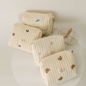 Estilo coreano nueva cremallera bordado algodón mamá bolsa bebé cochecito bolsa de pañales - Product Image 5