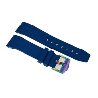 Bracelet de montre intelligente SKX007 en caoutchouc vulcanisé souple, imperméable, réglable, couleur bleue, avec trous de 1,8 mm et 2,5 mm, largeur de 22 mm