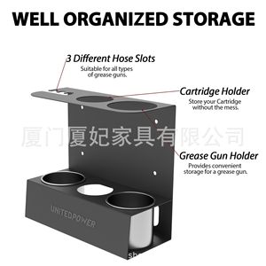 Unitedpower Wall Mounted Grease Gun <b>Storage</b> Rack With Drip Cup And Cartridge Holder For <b>Workshop</b> Use - Product Image 2