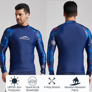Camiseta de Manga Larga para Hombre con Protección Solar UPF50+, para Surf y Natación, de Secado Rápido, Transpirable, Protección UV, Antibacteriana, Spandex/Nailon, para Snorkel - Product Image 3
