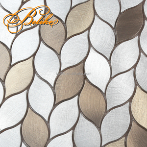 Carrelage de mosaïque en aluminium brossé motif feuille Style minimaliste botanique métal Design moderne décor à la maison Accent revêtement de façade murale - Product Image 4