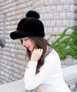 Chapeau en fourrure de vison authentique pour femme CLN111306, chaud pour l'hiver, 100% fourrure de renard, pompon en fourrure de vison véritable pour femme - Product Image 2