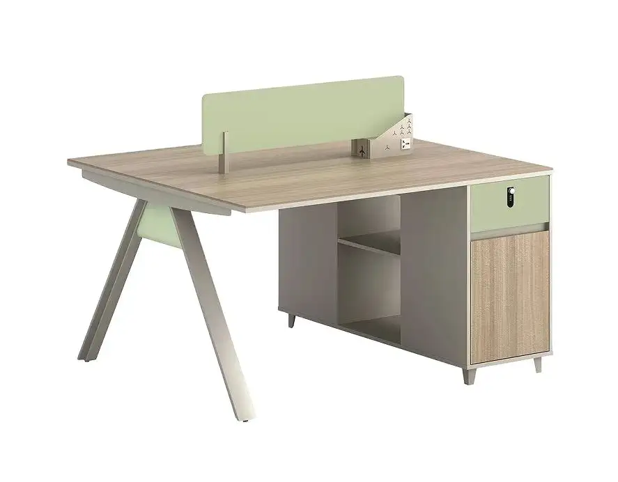 Design moderno in legno workstation ufficio mobili per ufficio singolo 2 persone scrivania