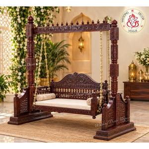 Mehndi Haldi Wedding Jhula Swing Wooden Carved <b>Bench</b> Seating Frame for Indian Mandap Stage Decor Event Furniture - Product Image 3