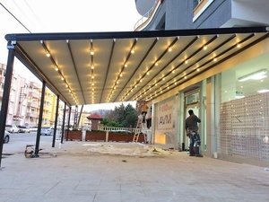 Tenda da Sole a Parete Fissa a Forma di L, Copertura Retrattile in PVC con <span class=keywords><strong>Tetto</strong></span> in Policarbonato, <span class=keywords><strong>Pergola</strong></span> con Telaio Verniciato a Polvere - Product Image 2