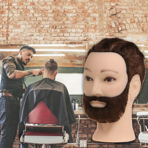 Cabeza de Maniquí para Peluquería con Cabello Corto y Barba para Hombre, Cabeza de Maniquí Profesional para Entrenamiento en Salón de Belleza - Product Image 2