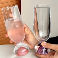 Verre à eau en cristal créatif à base épaisse, avec fond en forme d'ampoule rose, pour jus, idéal pour la décoration de restaurants et de fêtes