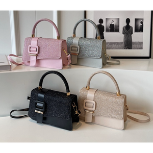 Casual Single Shoulder Handbag Solid Color Pu Leather Women Square Messenger Tote <b>Bag</b> - Product Image 2