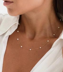 ミニマリスト 18K金メッキ チャーム 小粒パールネックレス ステンレススチール 間隔ミニパールネックレス - Product Image 4