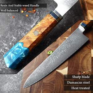 Juego de Cuchillos de Cocina Profesionales de Acero Damasco VG10 con Mango Octogonal de Resina, Cuchillo Japonés para <span class=keywords><strong>Sushi</strong></span>, Sashimi, Deshuesar y Uso General - Product Image 3