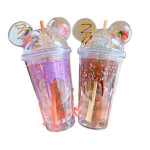 Vaso de Plástico Ecológico de Doble Capa <span class=keywords><strong>con</strong></span> Revestimiento Anticorrosión, Diseño Rojo de <span class=keywords><strong>Mickey</strong></span> <span class=keywords><strong>con</strong></span> Pajita para Uso en Exteriores (Gimnasio, Camping) - Product Image 1