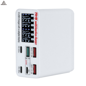 Cargador USB de pared 6 en 1, pantalla LCD, múltiples puertos PD 65W, cargador súper rápido tipo C, Cable para 5V 9V 100W para cargador de iPhone - Product Image 3