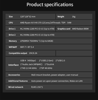 紧凑型高性能迷你电脑 HO5，带 AI 加速、WiFi 7、三屏 4K 显示、低噪音、涡轮冷却、Ryzen AI 9 HX 370 MINI PC