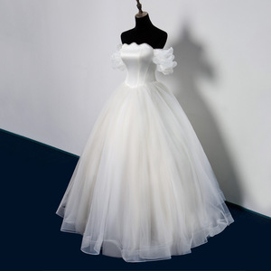 2023 Vestido De Novia Al Por Mayor Vestido De Boda De satén Casamento vestidos De invitados De boda señoras mujeres Vestido De novia sencillo - Product Image 2