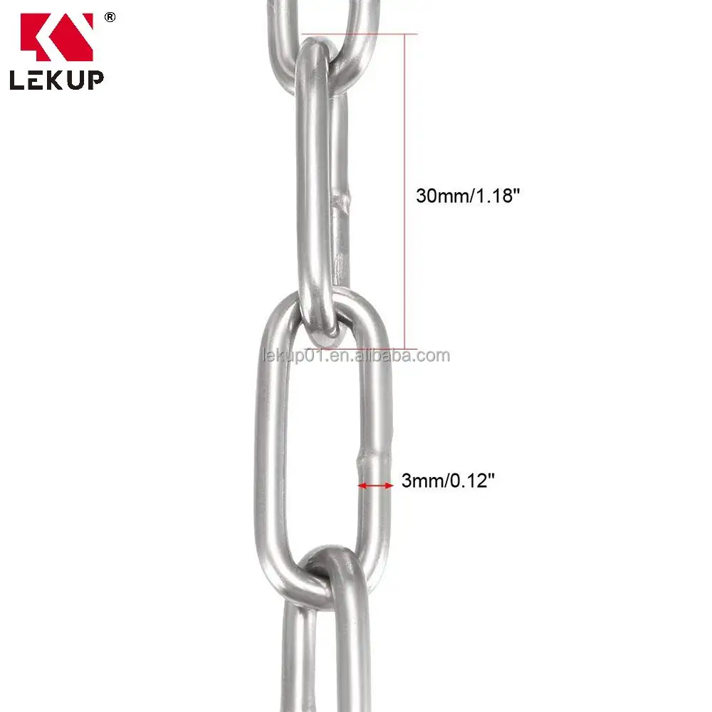 Ss304 Geharde Proof Spoelketting 2M Lengte 3Mm Dikte Gelaste Ankerschakel Ketting 304 Roestvrijstalen Schakelketting