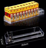 Présentoir d'étagère en acrylique étroit personnalisé système de gestion de poussoir de cigarette avec hélice W6.9cm H7cm L28.3cm matière plastique