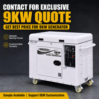 Générateur diesel super silencieux 9 kW à démarrage électrique avec 4 roues, station d'alimentation insonorisée pour événements extérieurs et camping-cars