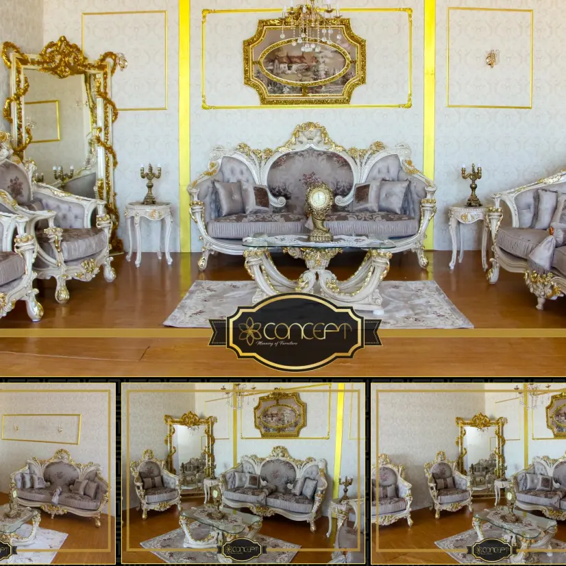 Conjunto de sofá europeo de tela Rococo, mueble Seccional de estilo <span class=keywords><strong>barroco</strong></span> para sala de estar