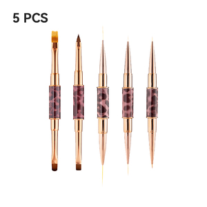 Double End Leopard Metal Handle Nail Drawing Brush Nylon <b>Liner</b> for <b>Fine</b> Line UV Gel Painting Manicure - Product Image 3