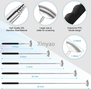 Custom Logo Long Handle Simple Metal &amp; Rubber Telescoping Extendable <strong>Back</strong> <strong>Scratcher</strong> Relieve Itching Tool Home Use - Product Image 4