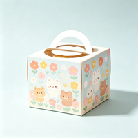 Boîte à gâteau transparente portable de 4 pouces avec poignée, impression mignonne, pour mousse et desserts, idéale pour la vente en gros aux boulangeries