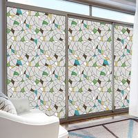 Film de fenêtre décoratif autocollant statique imprimé en 3D RNPT Mosaic Leaf pour porte coulissante, décoration intérieure