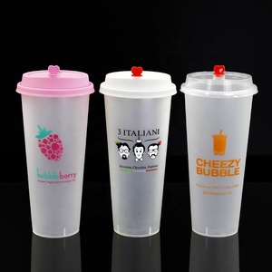 Venda Direta de Fábrica da China Copo Plástico PP Personalizado com Logo em Forma de U 16oz/500ml 24oz/700ml Tampa de 90mm para Chá de Bolhas - Product Image 4
