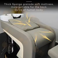 Fauteuil de Lavage pour Salon de Beauté, Bac à Shampooing avec Lumières Colorées, Fonction Massage et Sortie d'Eau Intégrée