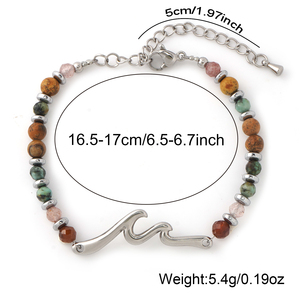 Pulsera Go2boho Wave <span class=keywords><strong>de</strong></span> Acero Inoxidable, Joyería <span class=keywords><strong>de</strong></span> Surf, Cadena con Cuentas <span class=keywords><strong>de</strong></span> Piedras <span class=keywords><strong>de</strong></span> Colores, Ajustable, Regalo <span class=keywords><strong>de</strong></span> Playa para Mujer - Product Image 6