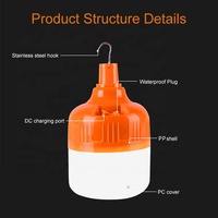 Ampoule solaire LED suspendue 60W 80W 120W, ampoule de Camping d'urgence, type T avec télécommande, offre spéciale
