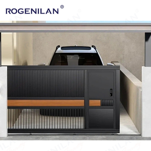 Puertas sin rieles de seguridad corredizas eléctricas de entrada Rogenilan, puertas corredizas voladizas de aluminio eléctricas de aluminio de nuevo diseño - Product Image 2