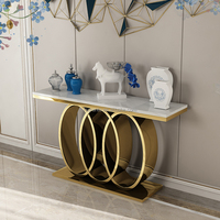 Console de rangement pour meubles d'intérieur, en marbre, en acier inoxydable, doré, de haute qualité, 1 pièce