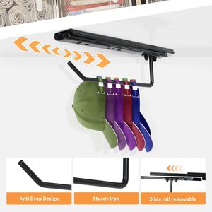 Organisateur de casquettes télescopique en métal multi-usages, à fixer par perçage pour placards et armoires - Product Image 2