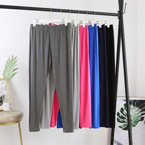 מפעל ישירות סיטונאי נשי מכנסיים ארוכים כותנה סרוג מוצק צבעים חותלות אופנה ליידי גבוהה מותן מכנסיים