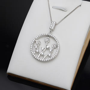 Pendentif Wenchi en argent S925, motif fleur avec perles multiples, vide, personnalisable, pour bijoux DIY, rehaussez votre style, modèle 13906 - Product Image 2