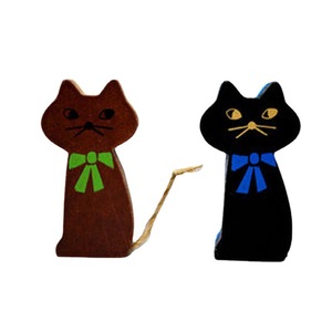Porte-cartes de visite Miranda Cat en bois, décoration de bureau artisanale, couleur bleu-noir antique, boîte à cartes en bois massif en forme d'animal - Product Image 5