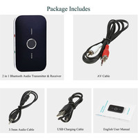Émetteur-récepteur Bluetooth 5.0 2 en 1, lecteur audio portable sans fil, adaptateur audio stéréo Aux 3,5 mm A2DP pour TV, PC