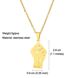 Puño TDF Tigray-Colgante <span class=keywords><strong>de</strong></span> acero inoxidable africano para mujer y niña, collar <span class=keywords><strong>de</strong></span> cadena, Color dorado y plateado - Product Image 2