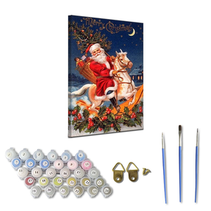 Il prezzo di fabbrica Diy pittura digitale natale vecchio uomo cavalcare una pittura a cavallo con numeri pittura a olio per numero - Product Image 2