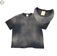 T-shirt vintage pour homme, coupe ample, 100% coton tricoté 260g, séchage rapide, anti-plis, manches courtes, effet vieilli rétro