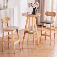 Tabouret de bar minimaliste moderne, chaise de comptoir avec cadre en bois massif et coussin rembourré pour la maison, le restaurant, le café