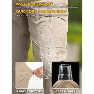 Pantalon cargo de randonnée pour homme Carwonic, séchage rapide, résistant à l'eau, léger, en nylon, pour la pêche en plein air, pantalon tactique, 10 poches - Product Image 3