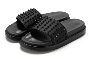 Henghao Rivet Custom Slide Sandal Designer Slides Private Label Slippers Men Slipper Double-Layer Composite Thick Sole Unisex