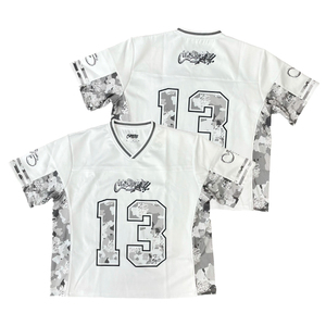 Camiseta de Fútbol Americana Retro con Mangas Cortas Desmontables, Diseño Personalizado con Parches, Estilo Urbano, Transpirable, Cuello en V, Poliéster/Algodón - Product Image 1