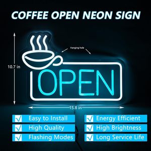 Coffee neon <b>sign</b> Open LED indoor hanging ambient light shop signage wall decoration light entrance indicator light luminous <b>sign</b> - Product Image 4