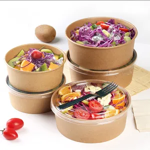 Custom Disposable Salad Bowl Wholesale Round Paper Bowl Restaurant Supplies Disposable