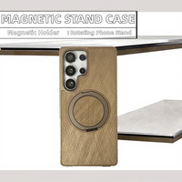 Étui de téléphone magnétique givré de luxe pour S23 S24 Ultra S25 Plus, support métallique rotatif à 360 degrés, coque de protection