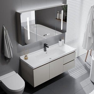 Simple solid wood <b>bathroom</b> <b>cabinet</b> wash basin <b>cabinet</b> hanging smart mirror <b>cabinet</b> - Product Image 6