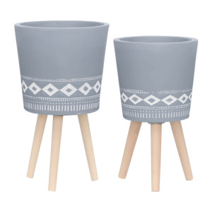 Supports de plantes modernes avec pots en résine cannelée pour plantes d'intérieur et d'extérieur, pots à fleurs ronds, décoration intérieure - Product Image 1