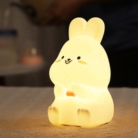 Veilleuse Led pour bébé mignon, lampe de nuit en forme de lapin, Rechargeable, Portable, 7 couleurs